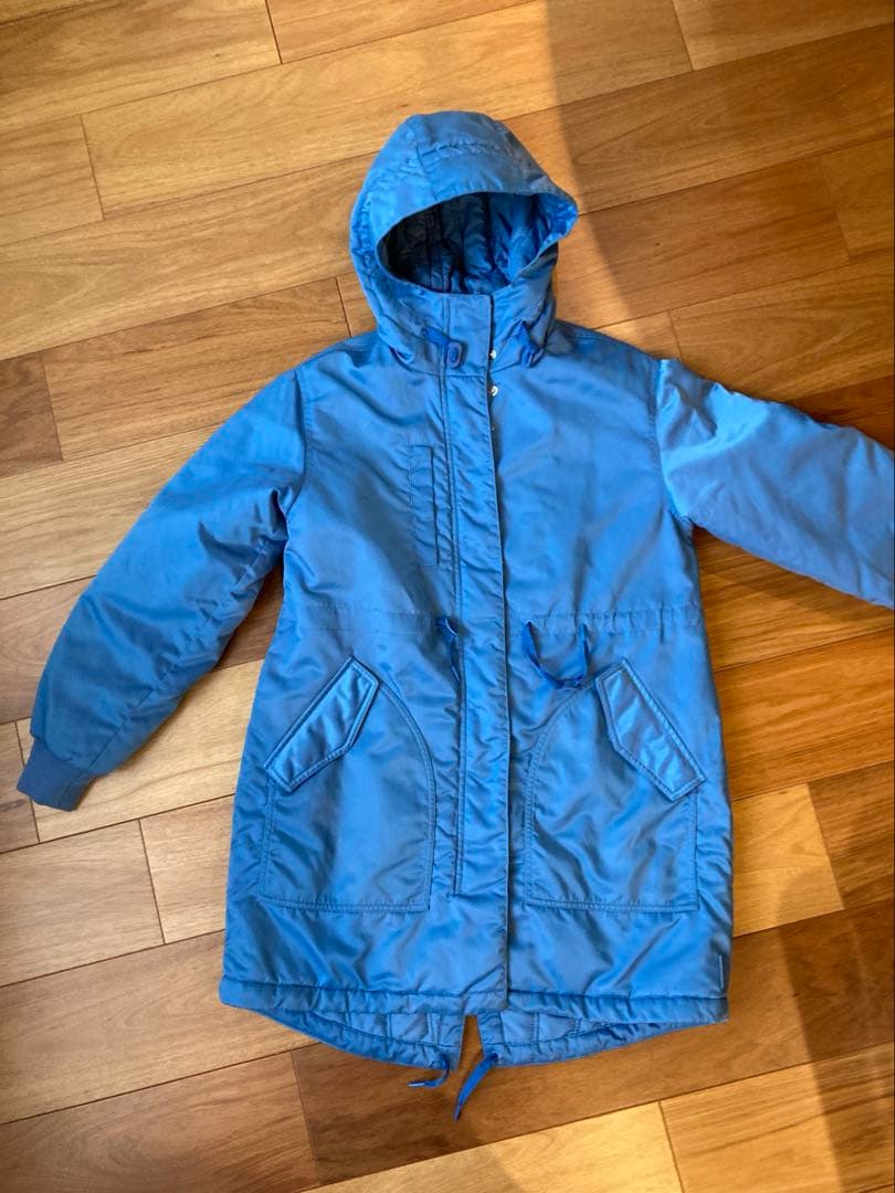 【HUNTER】フード付きブルーロング エコダウンジャケット