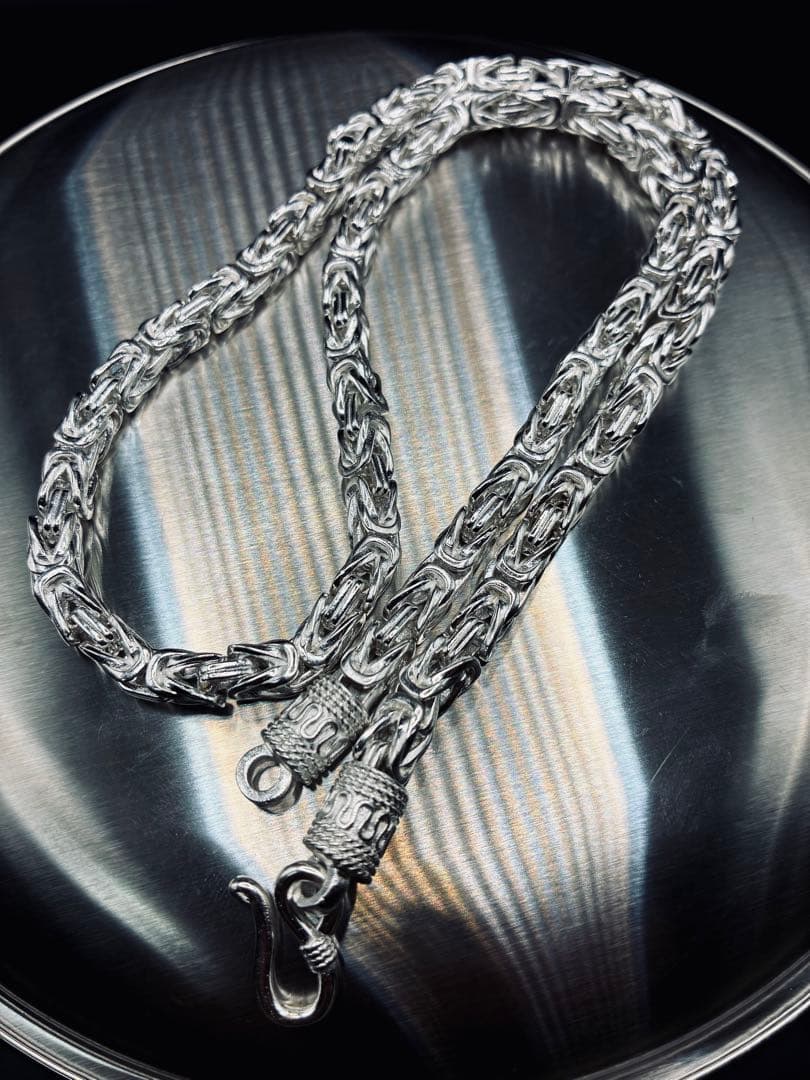 ドラゴンボーンシルバーチェーン 編み込みデザインネックレス ウォレットチェーン