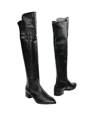 新品　大きいサイズ　8　ブラックレザー ニーハイブーツ バックル付き　革　41