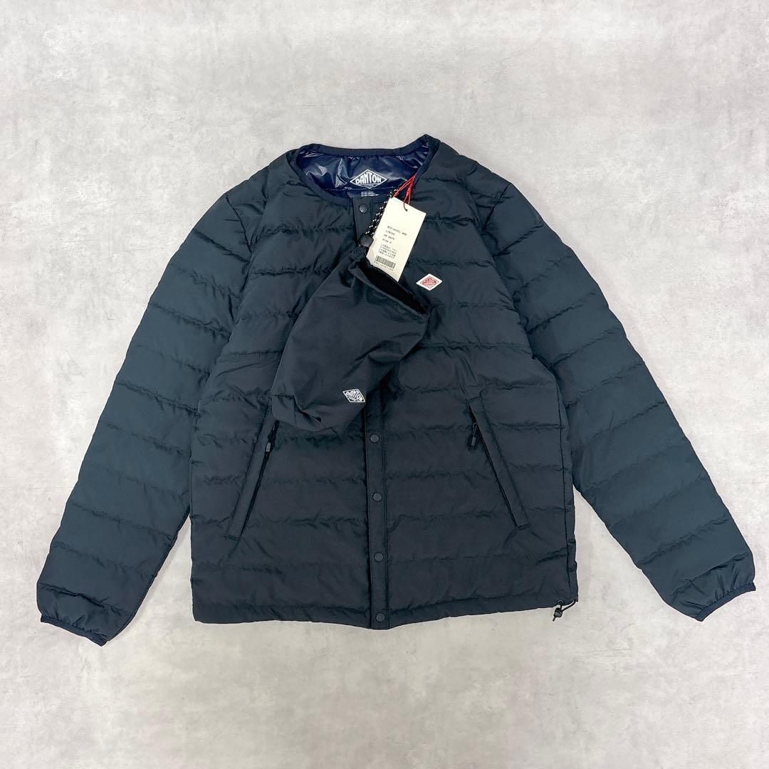 新品◇DANTON インナーダウン クルーネックジャケット◇タークネイビーS