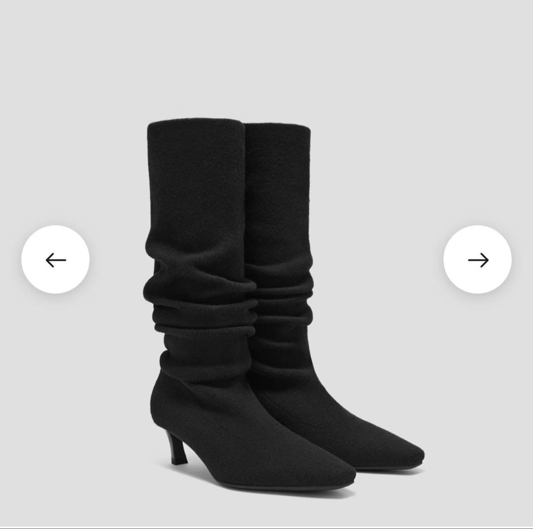 [vivian] スクエアトゥ スロウィー ニーハイ キトゥンヒール ブーツ