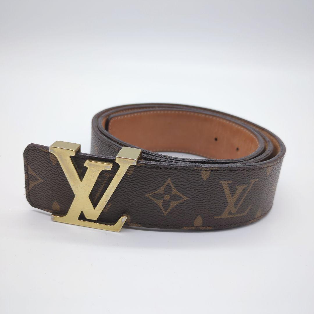 【人気モデル】ルイヴィトン☆ベルト モノグラム LVロゴ バックル ゴールド金具