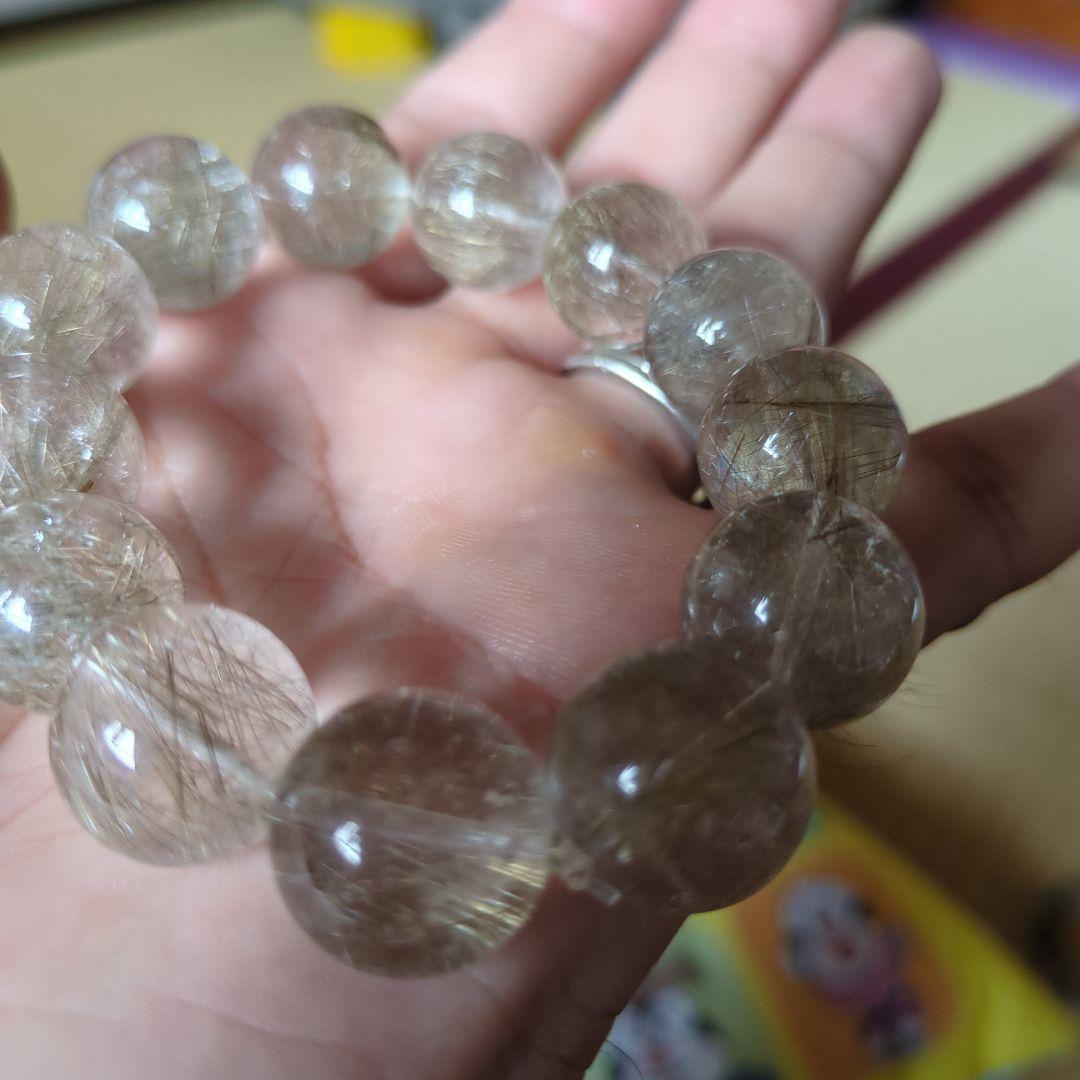 シルバールチル 天然石 数珠15ミリ大玉13粒