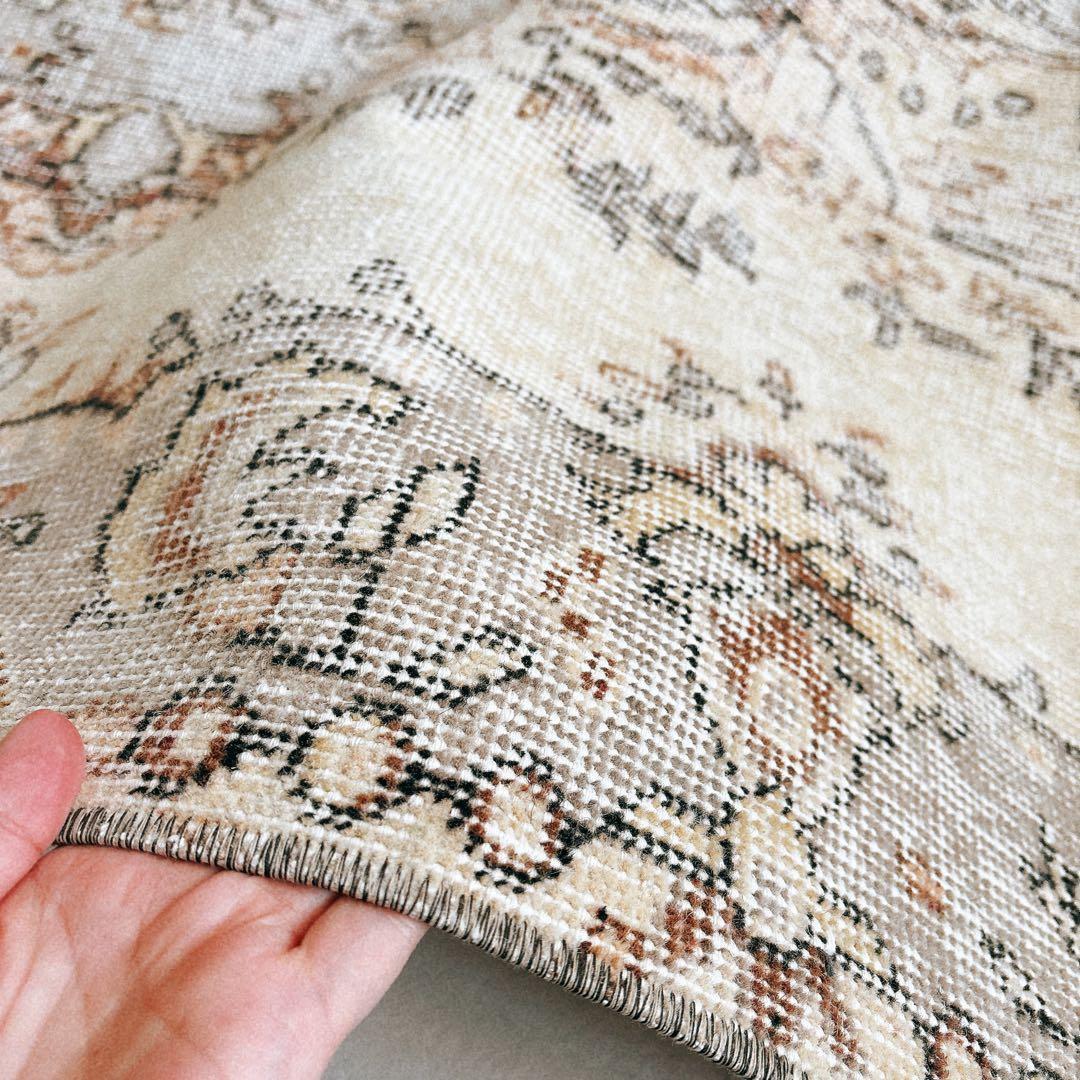 トルコ　ヴィンテージラグ　ライトグレー　アイスグレー