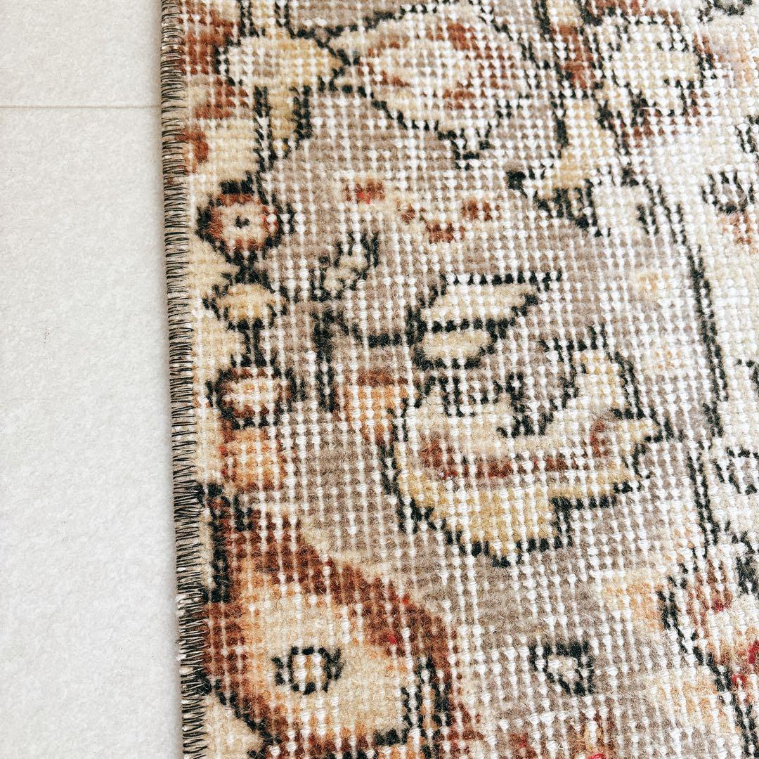 トルコ　ヴィンテージラグ　ライトグレー　アイスグレー