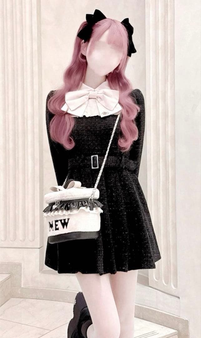 う*ぎ様 HONEY MEW ビッグリボンツイードプリーツワンピース