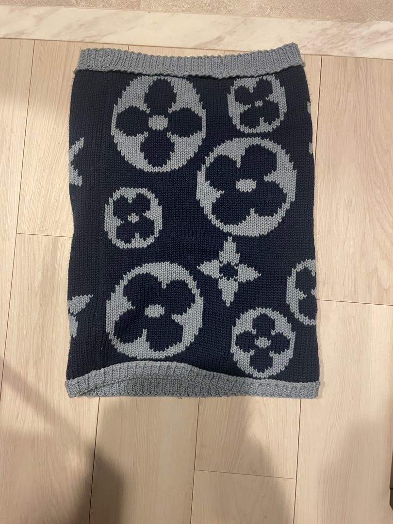 せいせい ルイヴィトン マフラー スヌード ウール　ネイビーブルー