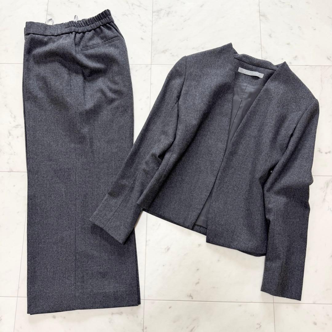 【theory luxe】セオリー パンツスーツ ワイドパンツ ノーカラー