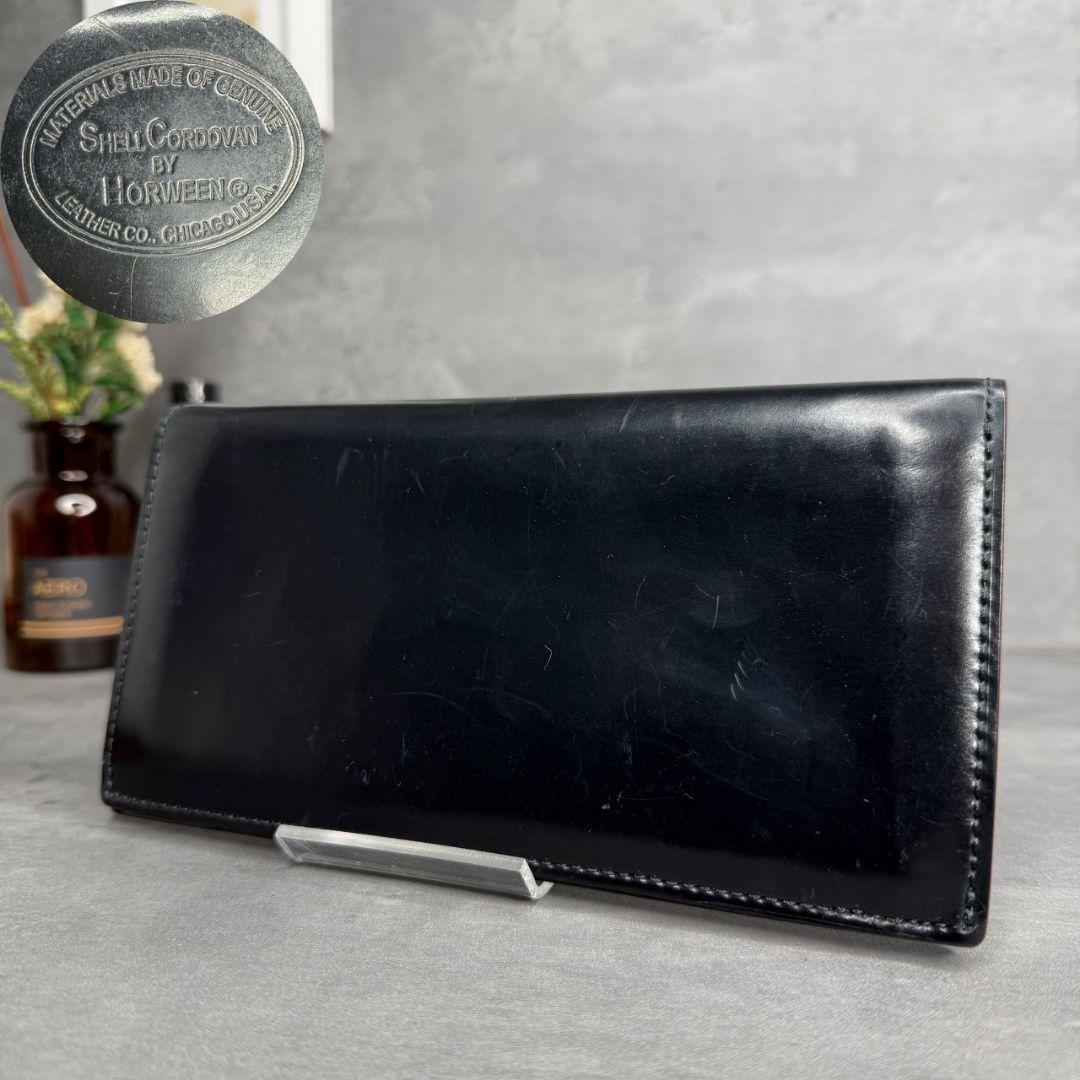 GANZO ガンゾ シェルコードバン2 ホーウィン社 長財布 小銭入れ付き 黒