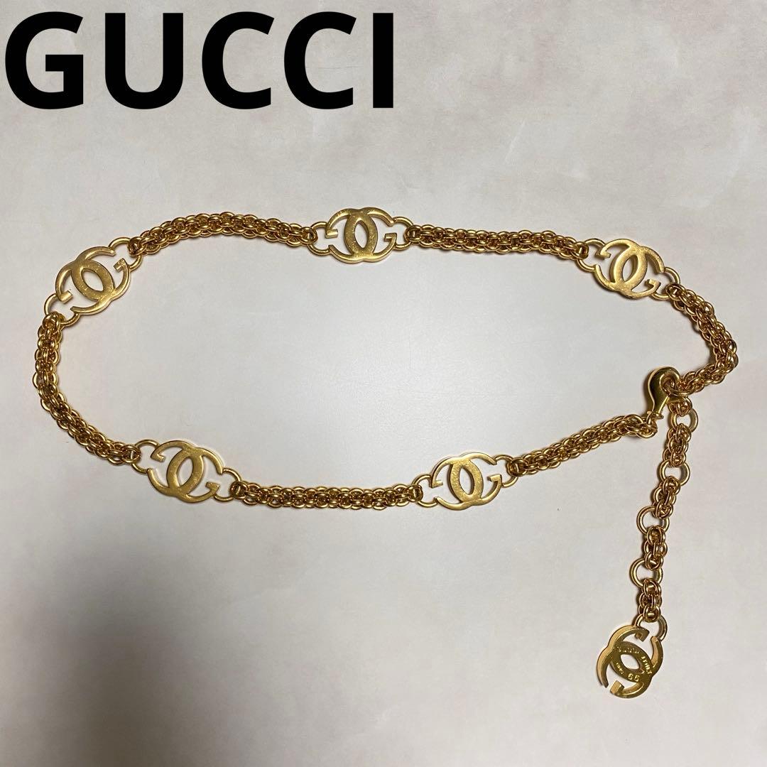 GUCCI　チェーンベルト　ダブルG　インターロッキング　ゴールド　ヴィンテージ