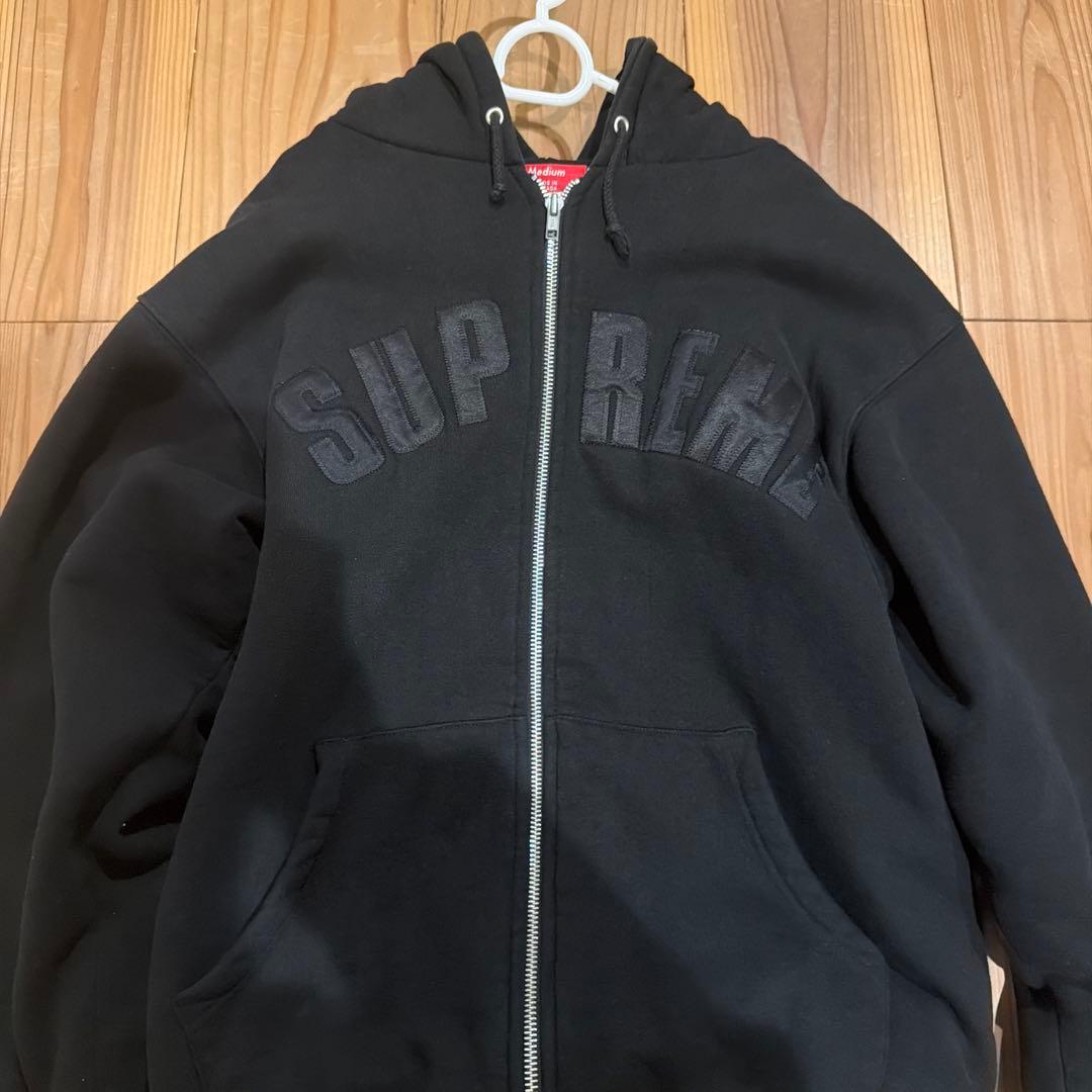 supremeジップパーカー黒