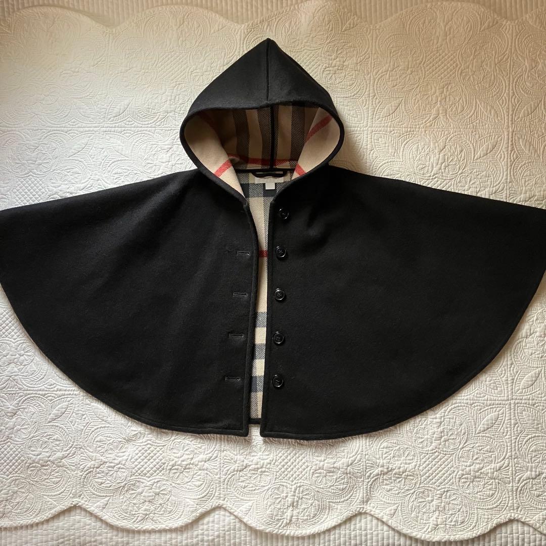 バーバリー　マントコート　ケープ　ポンチョ　ノバチェック　ブラック　サイズL