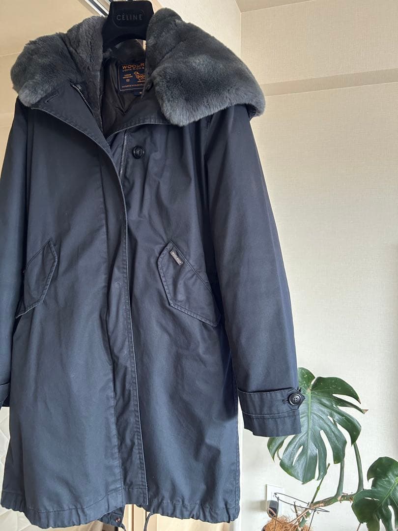 貴重Mサイズ【大柄さんに】ウールリッチ　ラビットファーライナー付きモッズコート