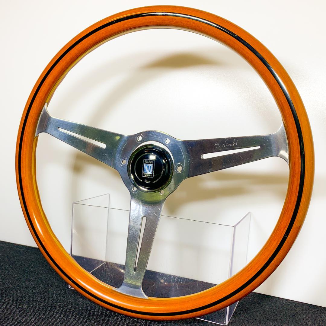 ナルディ クラシック ウッドステアリング ポリッシュスポーク 本物ホーン付 美品