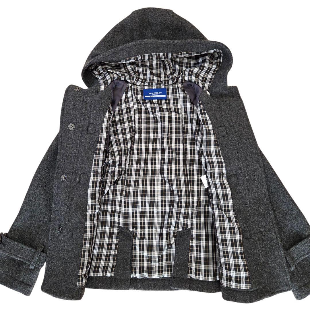 BURBERRY ブルーレーベル ノバチェック ダッフルコート　グレー