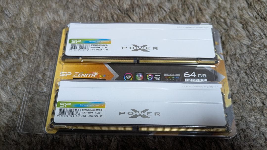 シリコンパワー DDR5 64GB (2x32GB) RGB ホワイト 動作品②