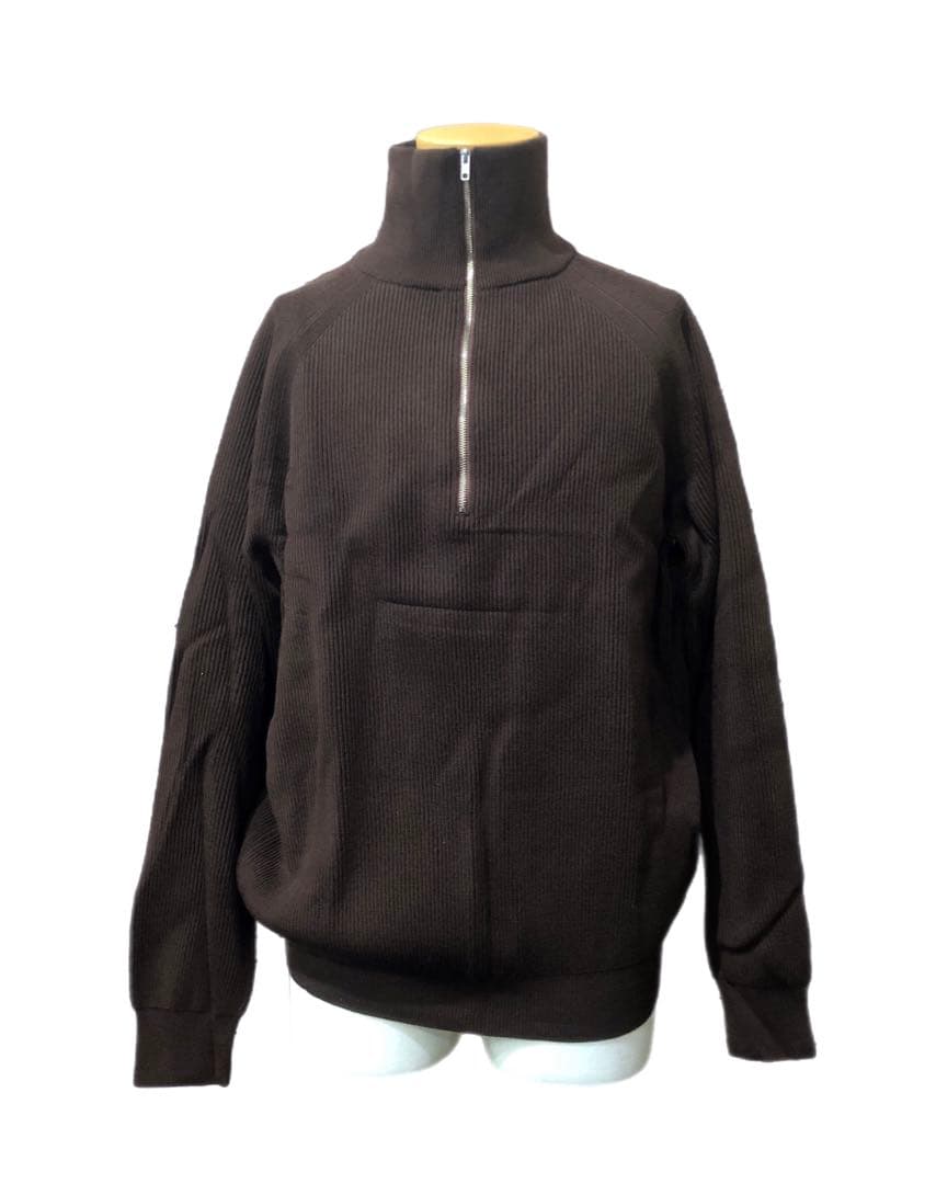BATONER バトナー ハーフジップニット 長袖 ブラウン 茶 ST0001