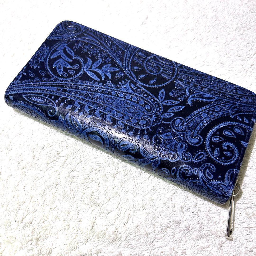 未使　BAGGY PORT KOI レザー ラウンドファスナー　長財布 ペイズリ