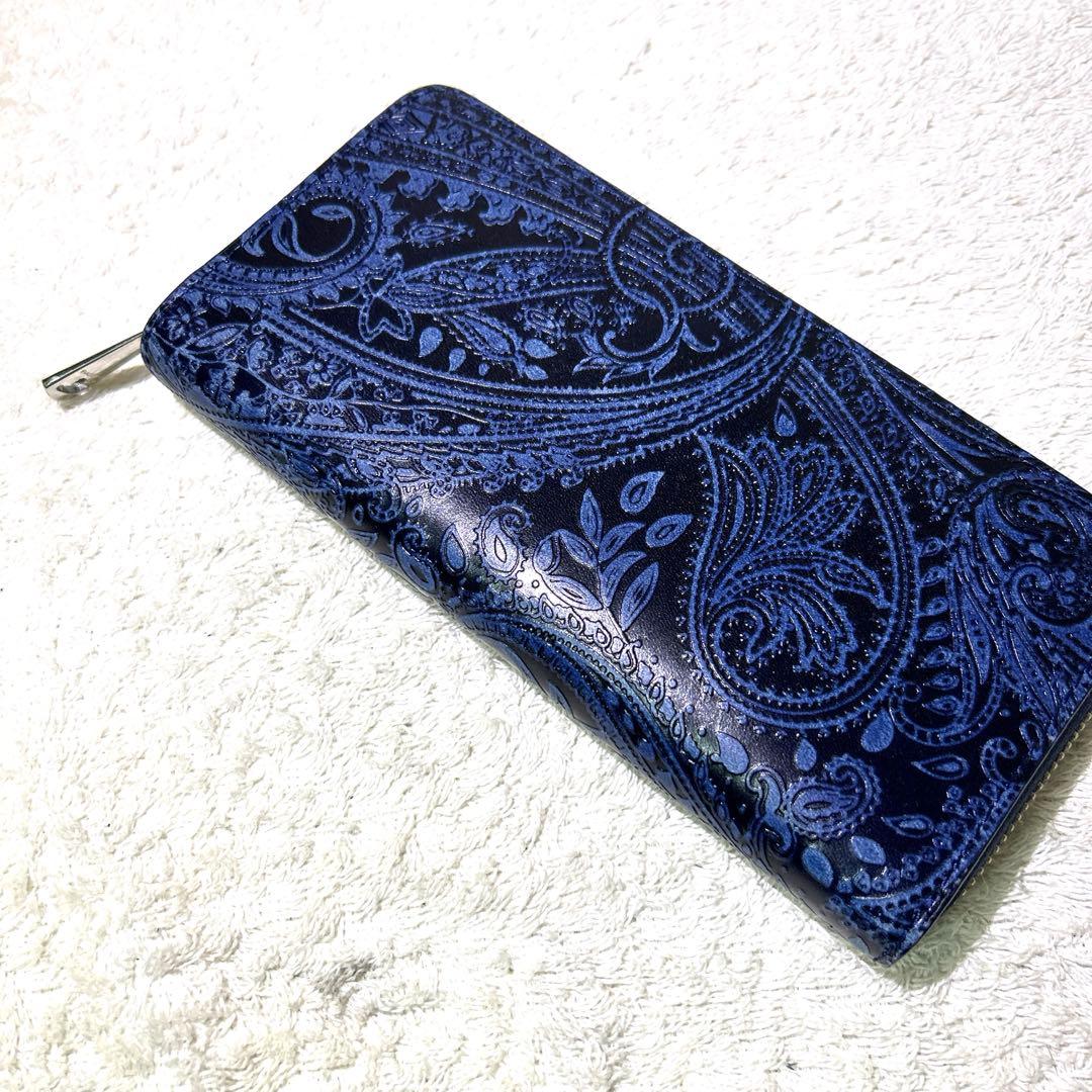 未使　BAGGY PORT KOI レザー ラウンドファスナー　長財布 ペイズリ