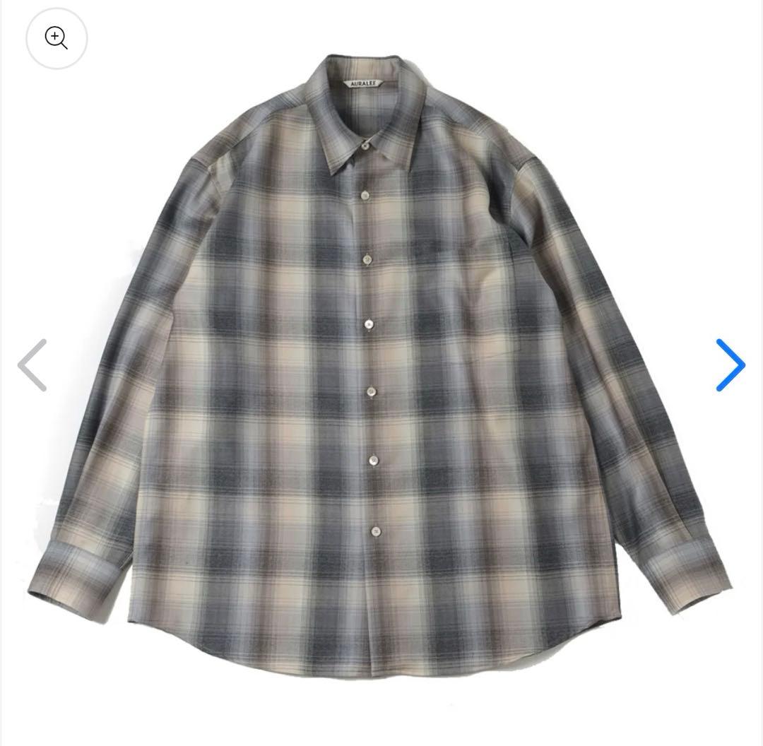 トップス 24awAURALEE Super Light Wool CheckShirt