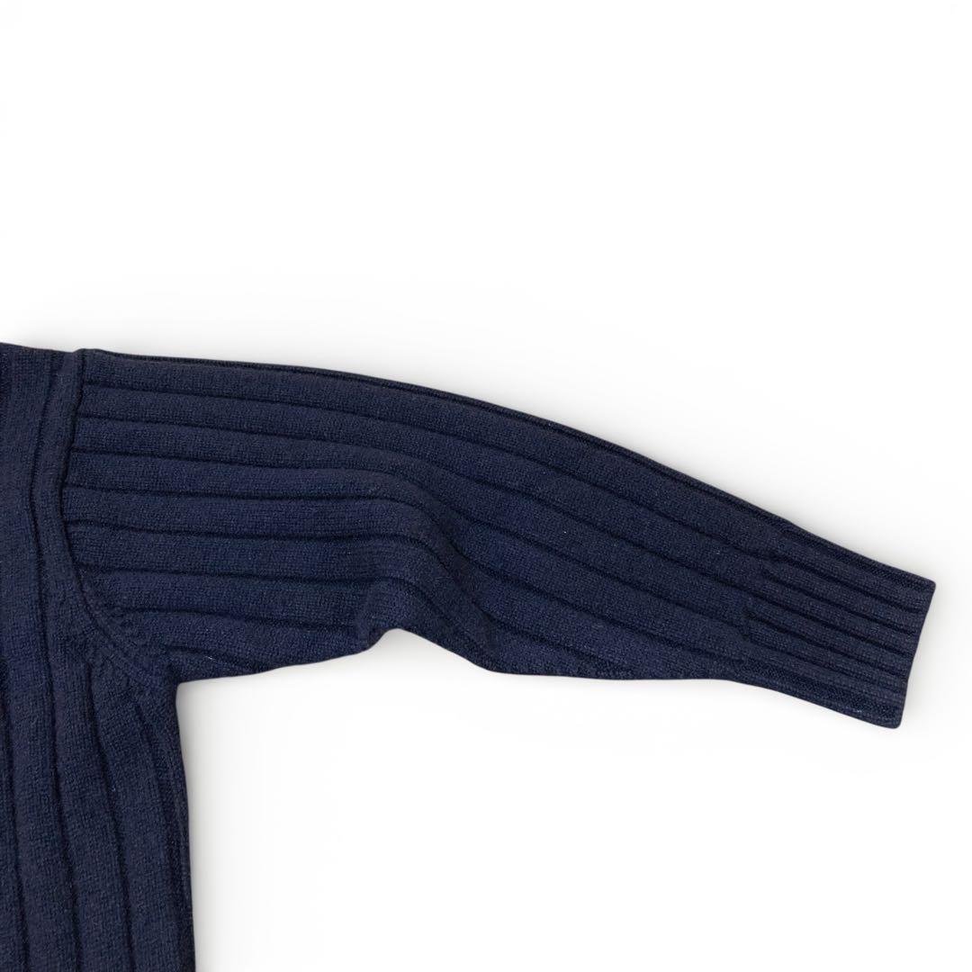 【定価9.8万】ebure カシミヤ100% リブタートルネックニット ネイビー