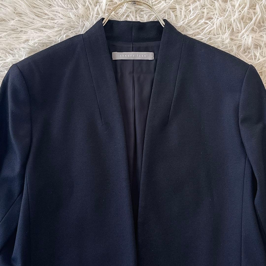 近年 セオリーリュクス✨ノーカラー パンツスーツ セットアップ 濃紺 40 38