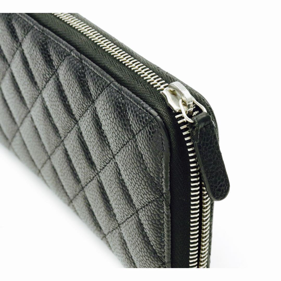 シャネル キャビアスキン ラウンドジップ長財布