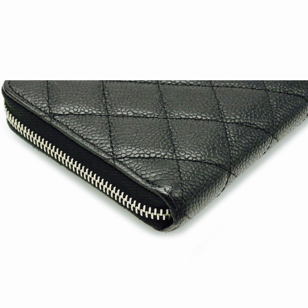 シャネル キャビアスキン ラウンドジップ長財布