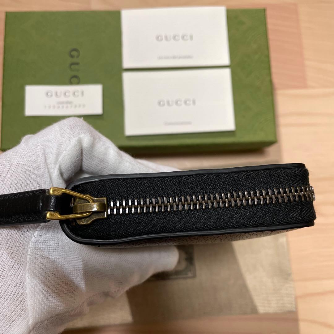 GUCCI 黒 レザー 長財布 GGロゴ付き