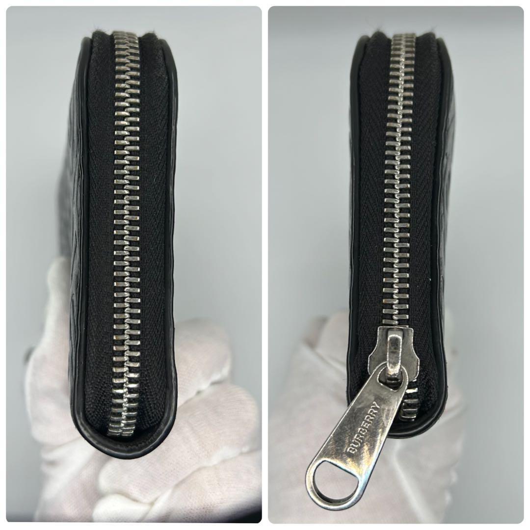 現行✨BURBERRY モノグラムTB ラウンドファスナー 長財布 保存袋 黒