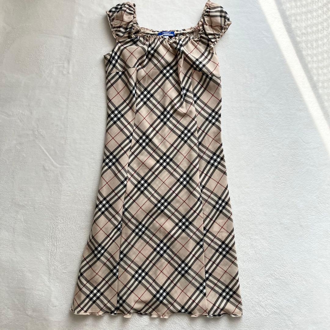 【未使用級】バーバリーブルーレーベル ノバチェックワンピース ベージュ