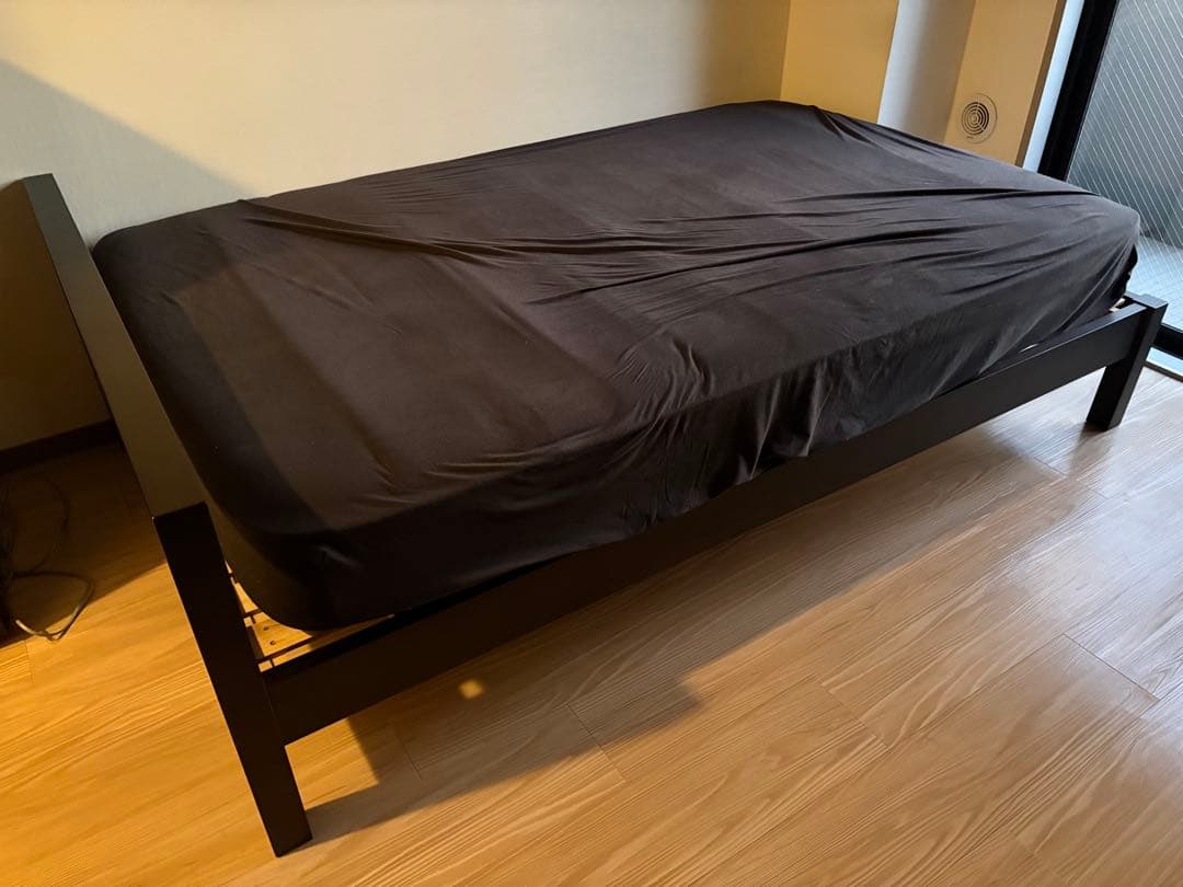 【本日までの掲載】無印良品ダークブラウンセミダブルベッド※マットレスなし