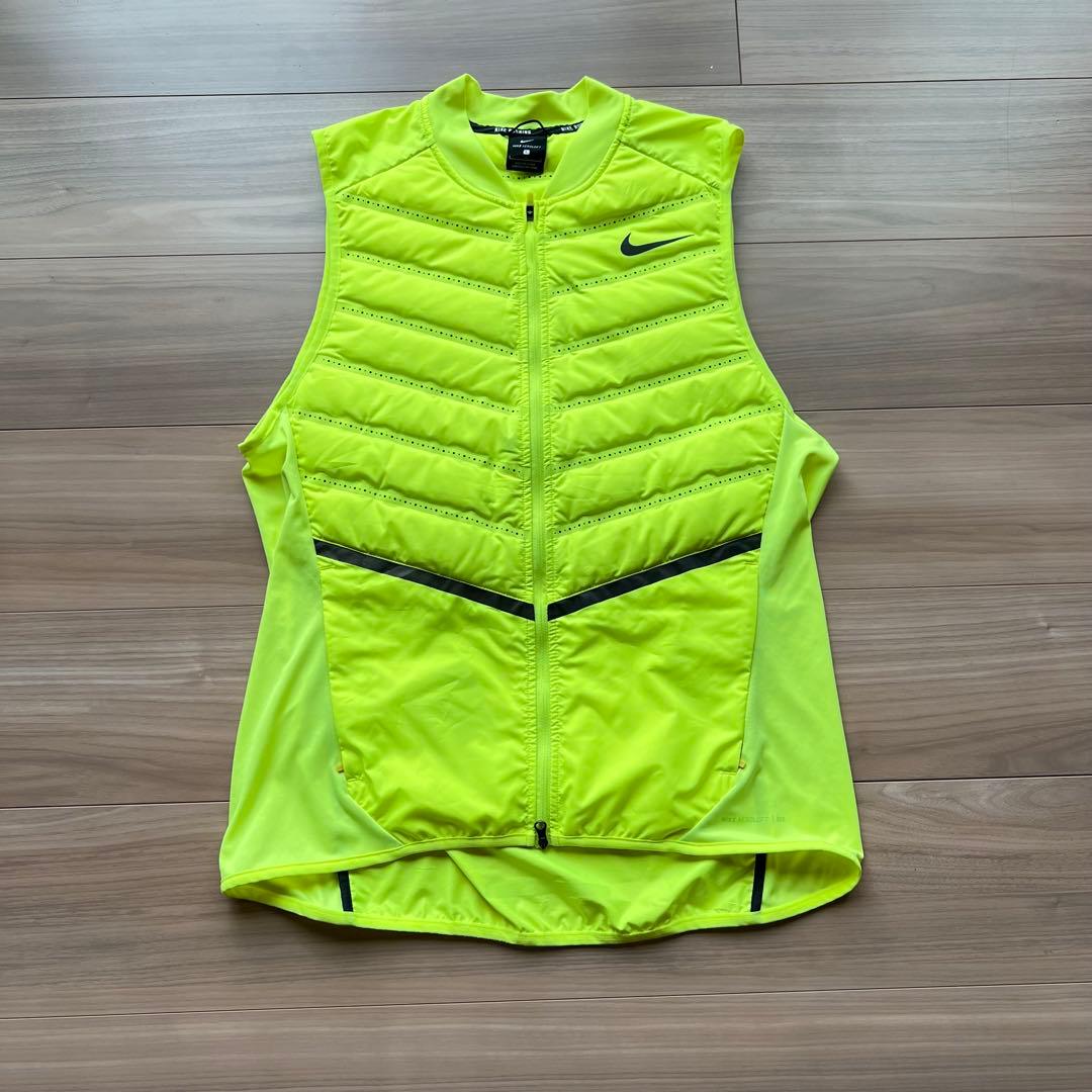 Nike エアロスイフト イエロー ベスト ダウン ランニング ナイロン L
