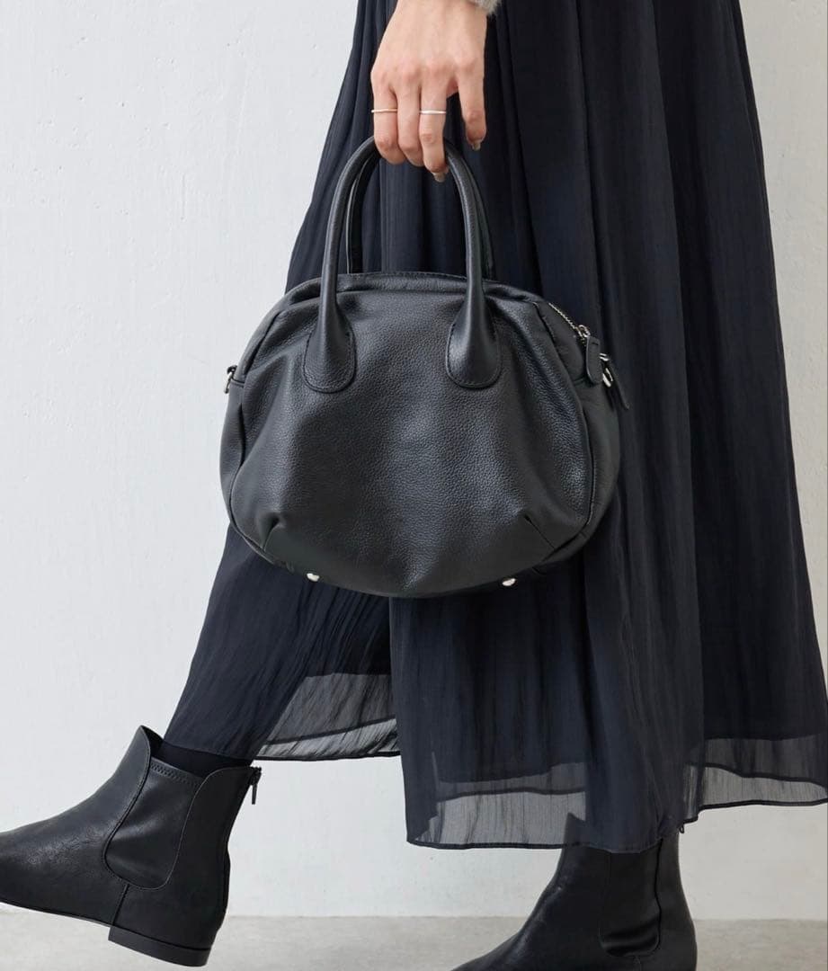 新品未開封 ビアズリー ラウンドミニボストンバック ブラック