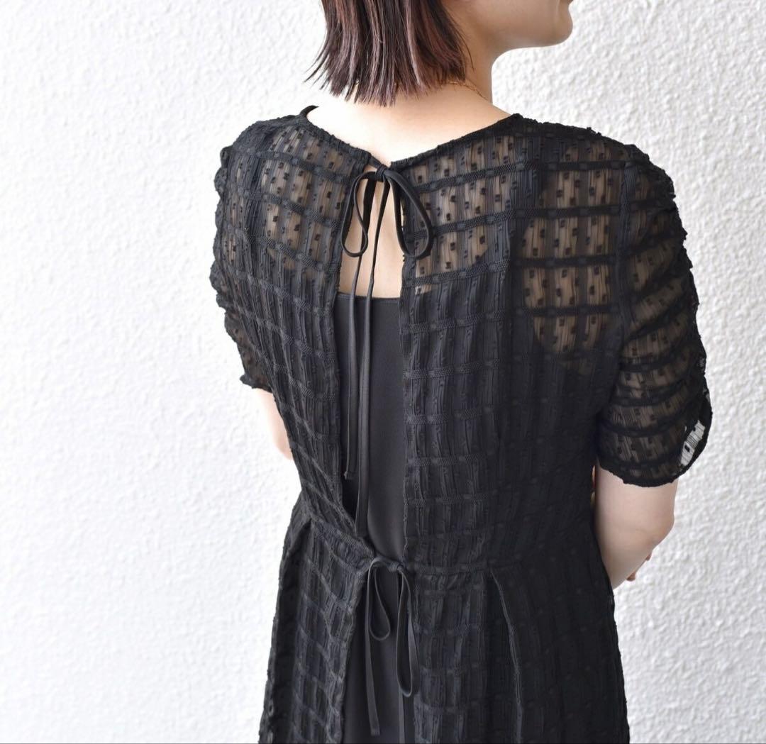 新品★kaene カエン　ドットドビーエプロンドレス　ブラック