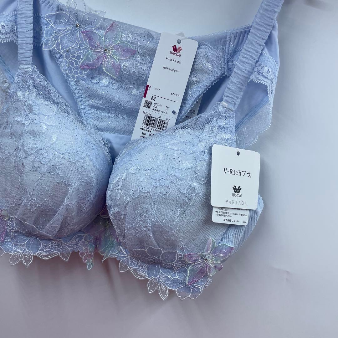 ワコール　パルファージュ. Ｖ－Ｒｉｃｈブラ　ブラジャー&ショーツE65-M