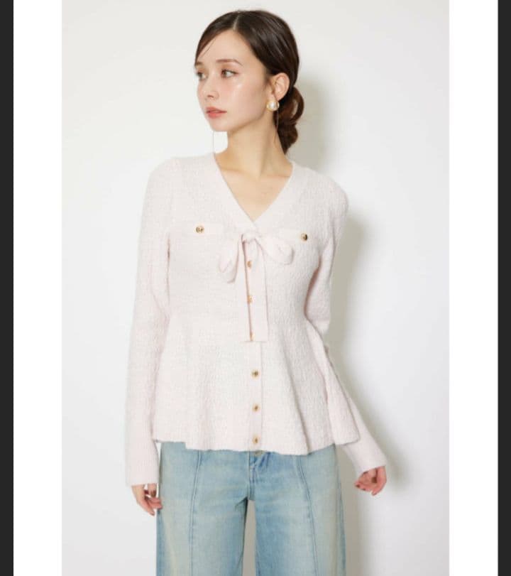 タグ付き★2WAYペプラムニットカーディガントップス