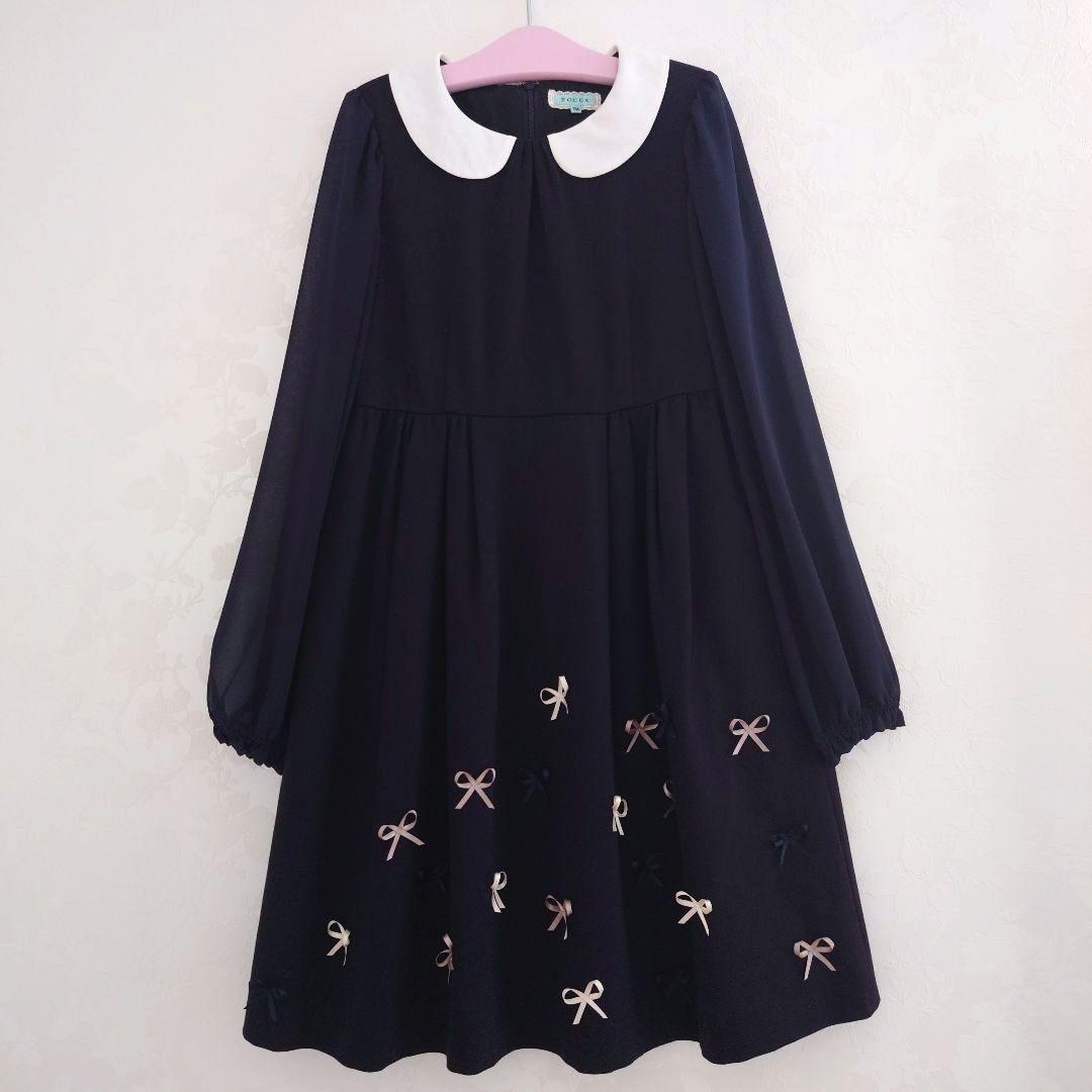 TOCCA　トッカ　ワンピース　ネイビー　リボン　フォーマル　卒業式　150