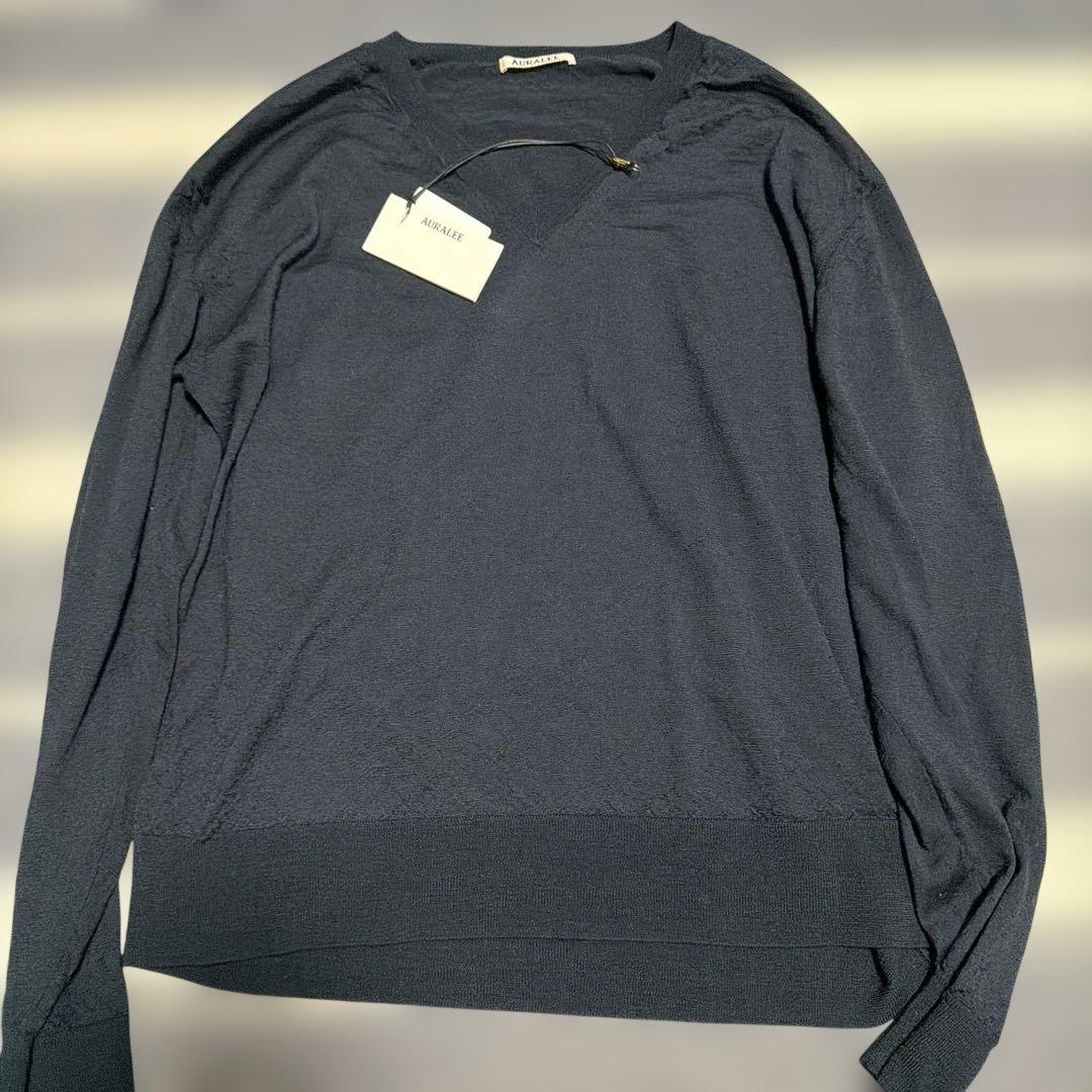 トップス auralee product dyed wool kint v-neck