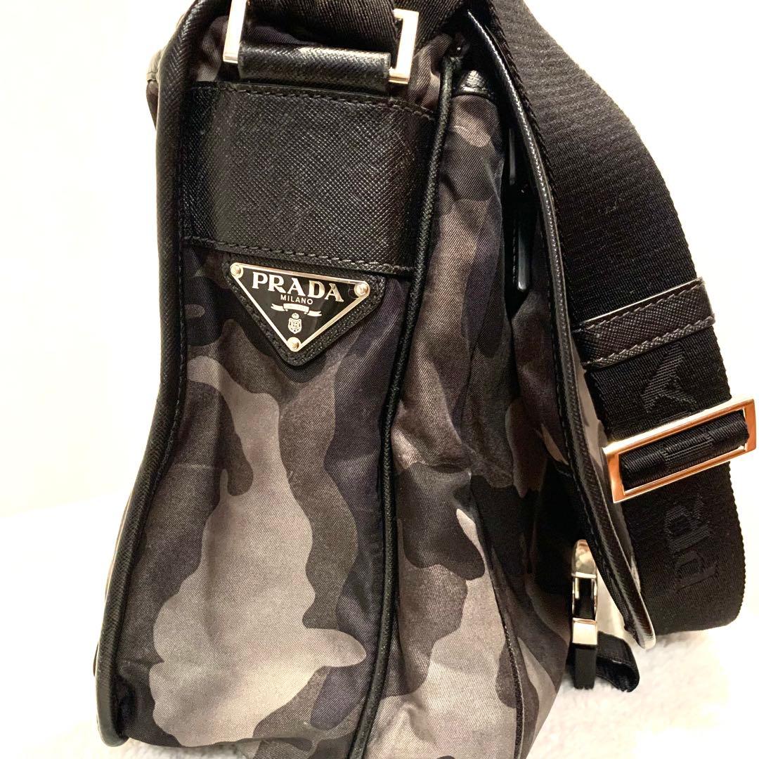 PRADA プラダ ショルダーバッグ 三角プレート　迷彩　ブラック