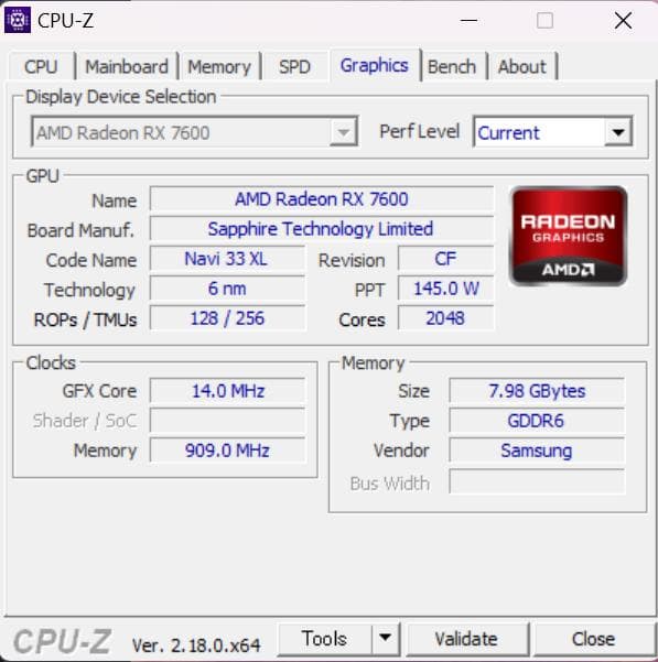 【週末限定値下】SAPPHIRE Radeon RX7600 8GB GDDR6