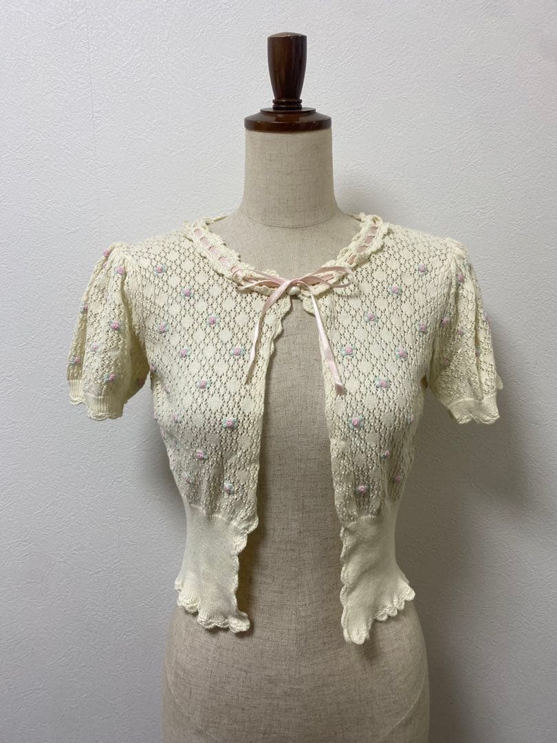 BABY,THESTARS SHINE BRIGHTレース編みローズ半袖カーデ