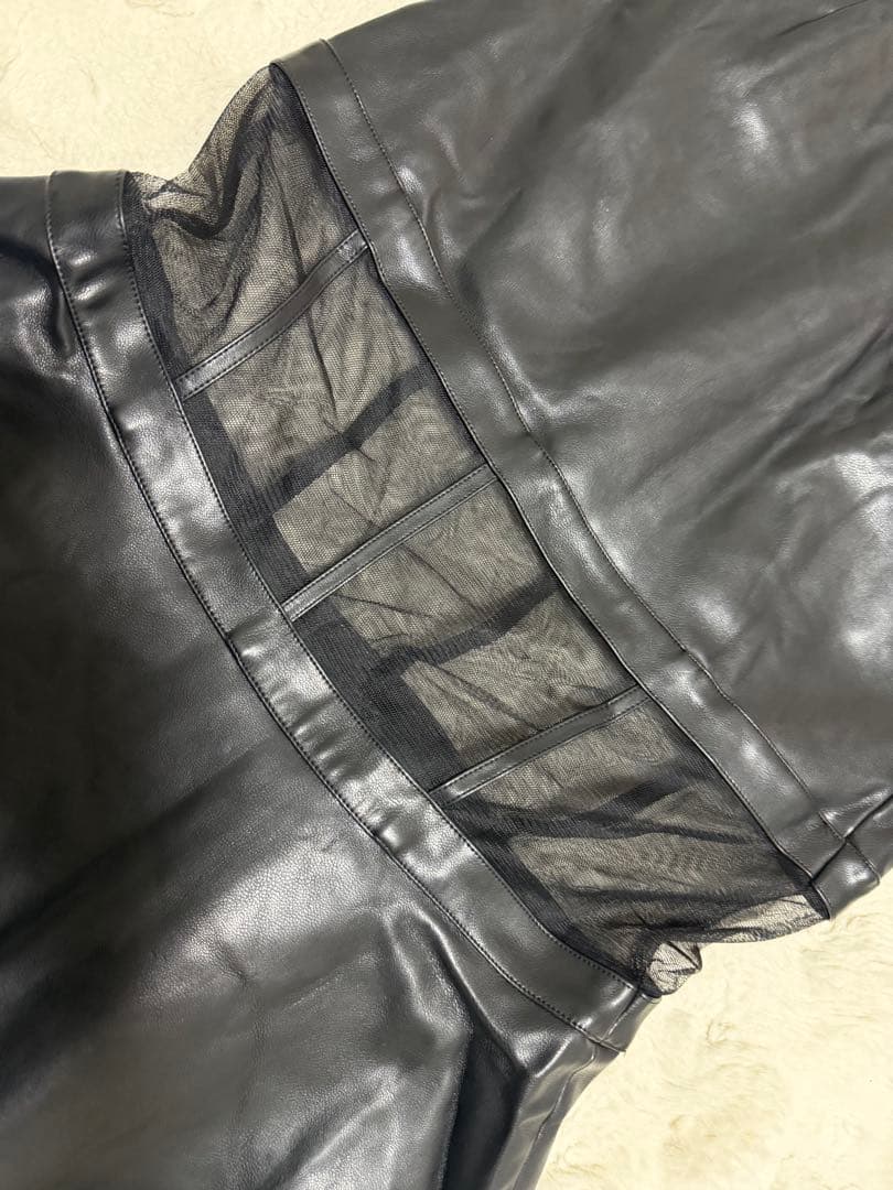 新品✨Darich ポイントシアーデザインレザースカート ブラック