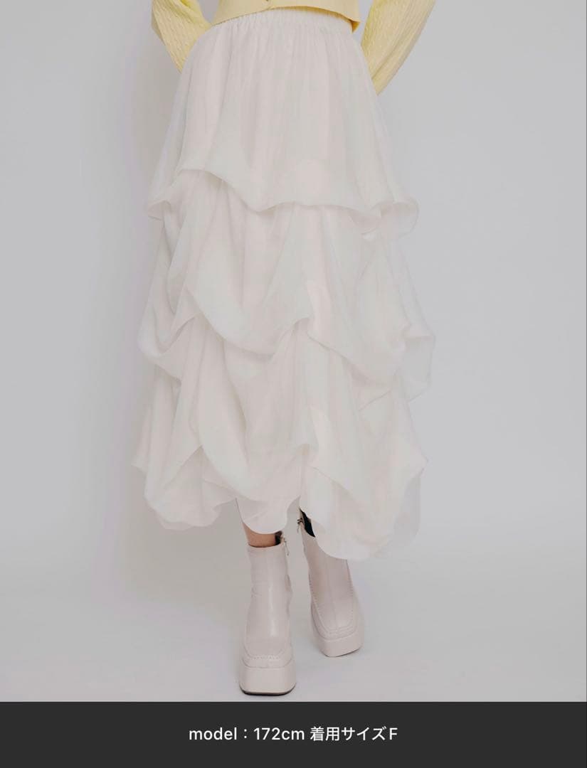 REDYAZEL タックバルーンボリュームシフォンロングスカート