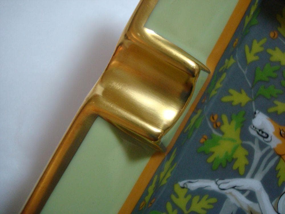 エルメス　HERMES　　灰皿　アッシュトレイ 葉っぱと走る犬