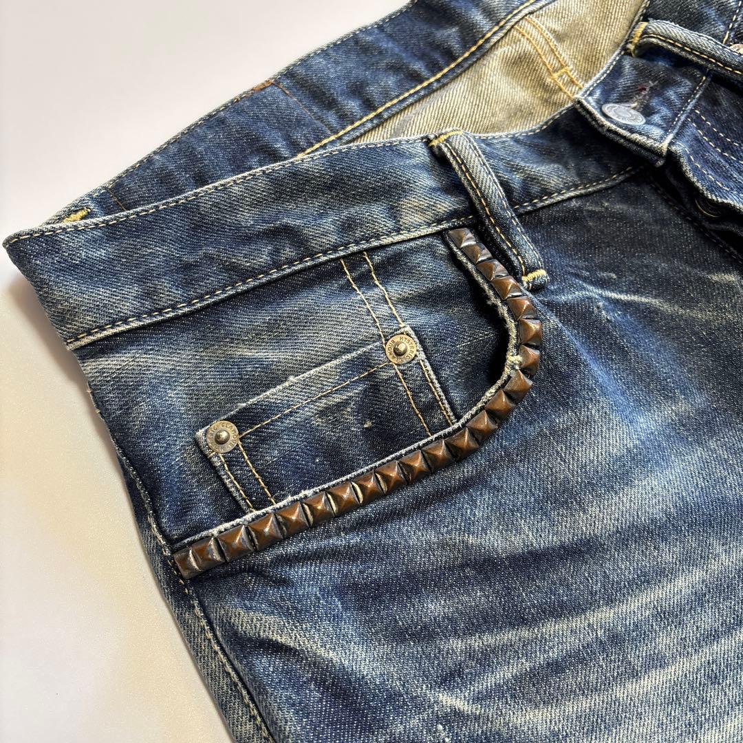 ヒステリックグラマー　ビンテージ加工　スタッズ　デニムパンツ