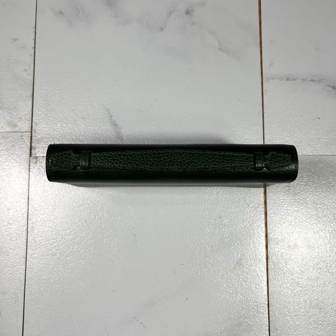 極美品 KUBERA 9981 長財布 オーガナイザー ラウンドジップ グリーン