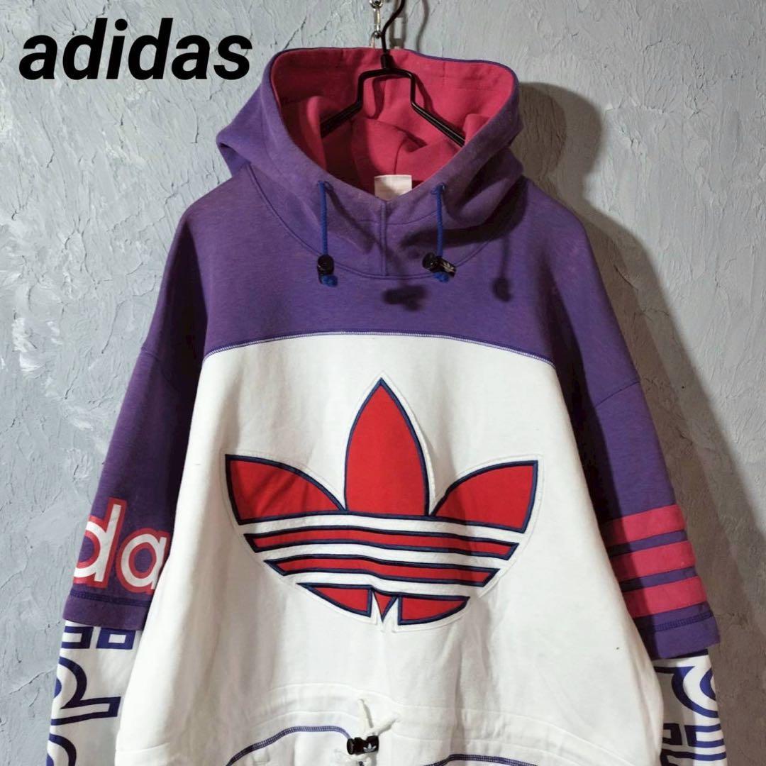 adidas アディダス 80s後期〜90s スウェット　パーカー　刺繍ロゴ