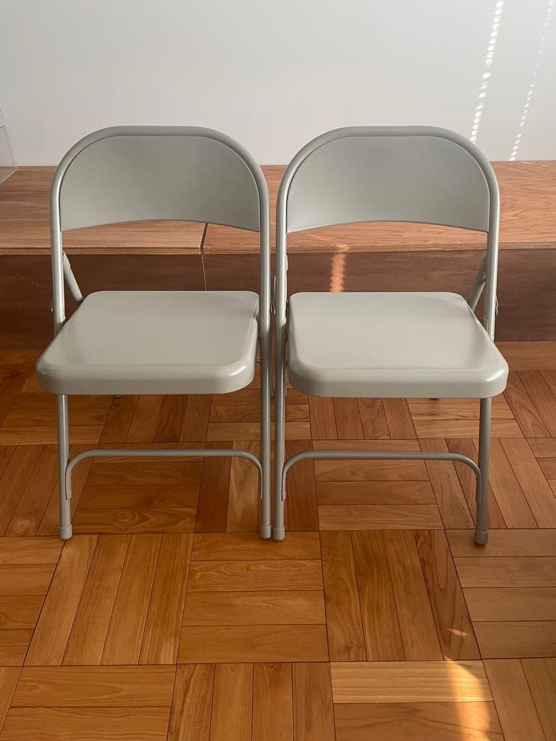 TUBULAR STEEL FOLDING CHAIR グレー2脚
