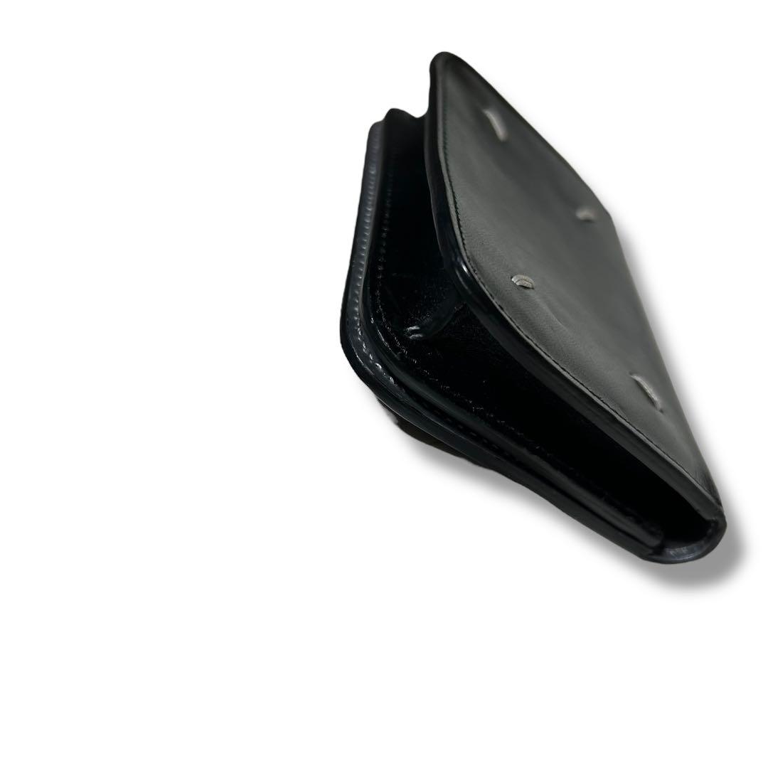 メゾンマルジェラ カードケース 名刺入れ ブラック シルバー ステッチ レザー